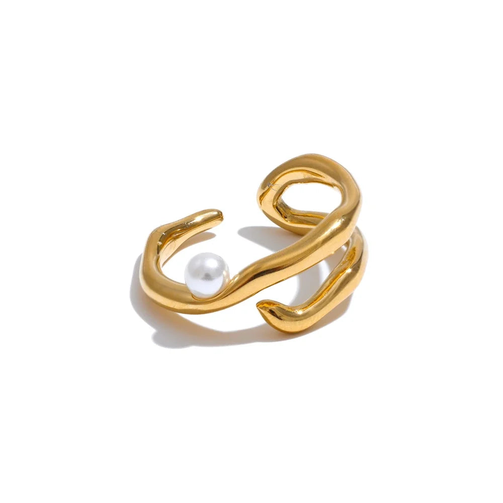 Pernille perlering, ring, tåler vand, rustfrit stål 316L med guld- eller sølvfarvet PVD-belægning, Lark & Reed
