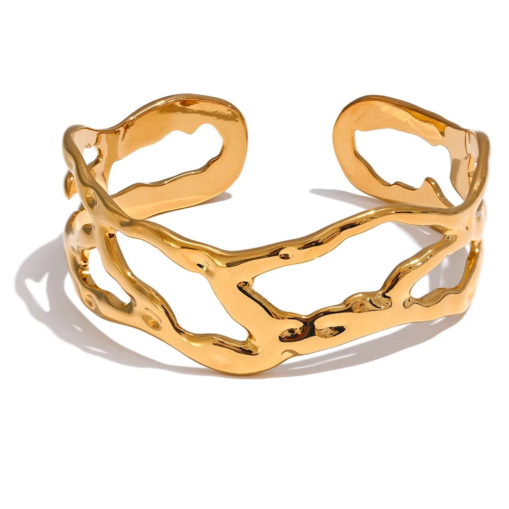 Positano Organische Armspange, Armband, wasserfest, 316L-Edelstahl mit gold- oder silberfarbener PVD-Beschichtung, Lark & Reed