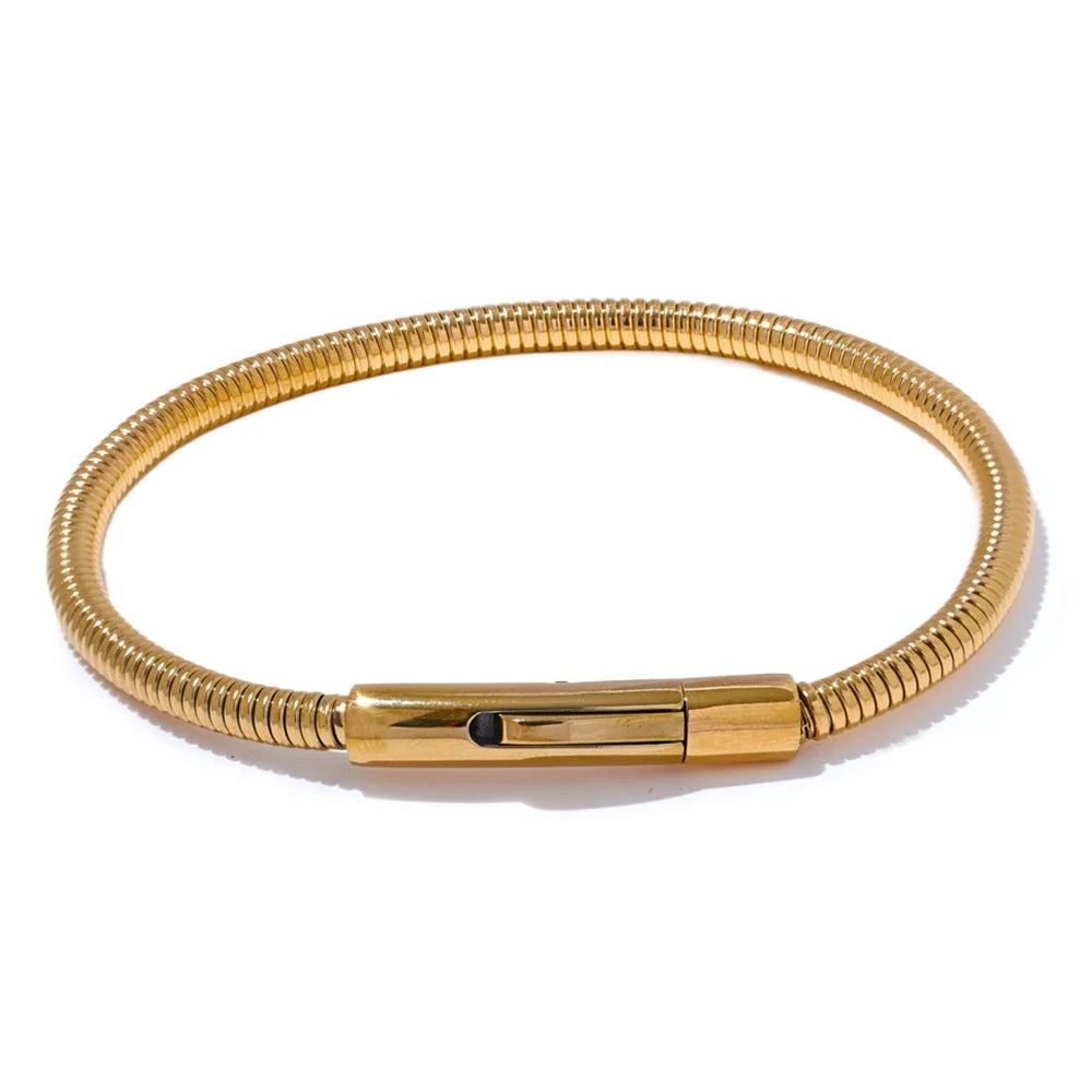 Sitges slangearmbånd, armbånd, tåler vand, rustfrit stål 316L med guld- eller sølvfarvet PVD-belægning, Lark & Reed