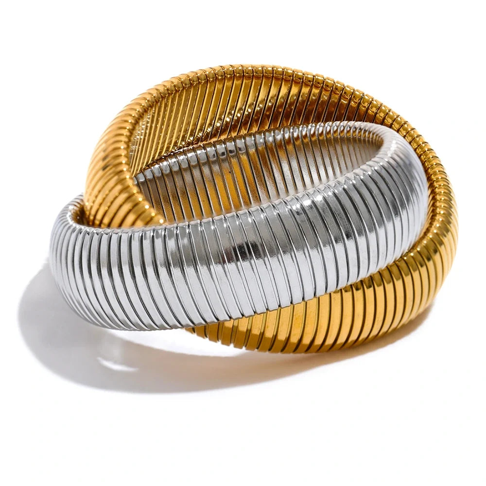 Uppsala Schlangen-Armreif, Armband, wasserfest, 316L-Edelstahl mit goldfarbener PVD-Beschichtung, Lark & Reed