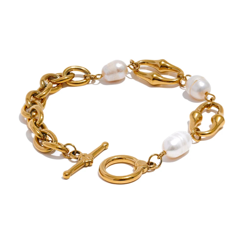 Venezia pärlarmband, armband, tål vatten, rostfritt stål 316L med guld- eller silverfärgad PVD-finish, Lark & Reed